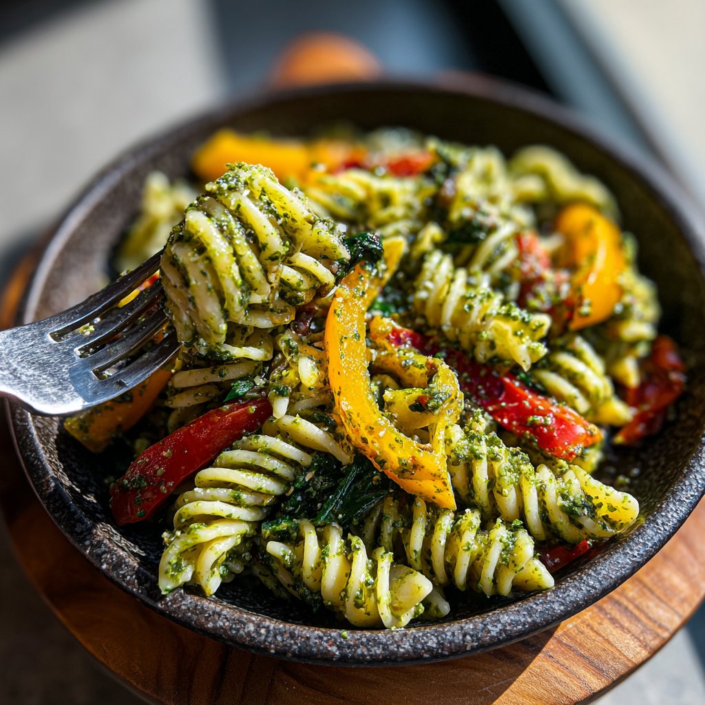 Pesto Pasta with Roasted Veggies