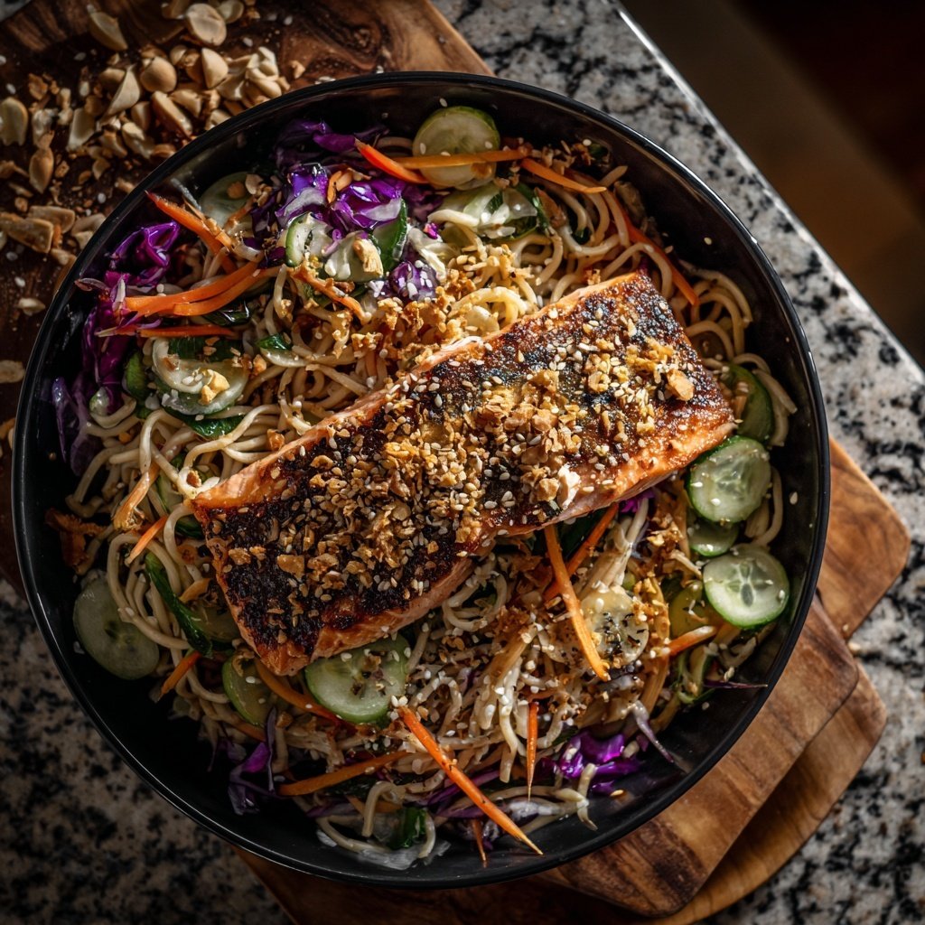 Sesame Ginger Salmon Noodle Salad