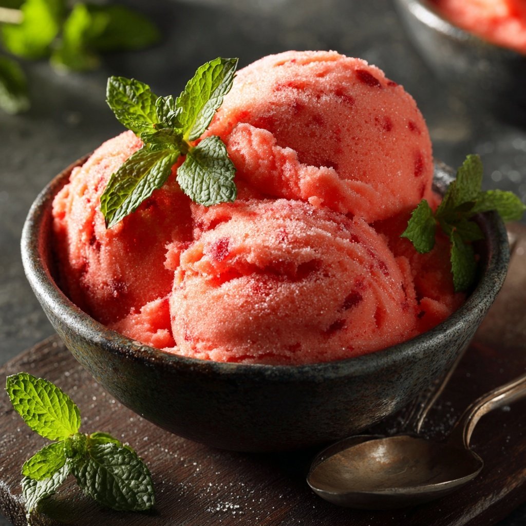 Strawberry Mint Sorbet Surprise